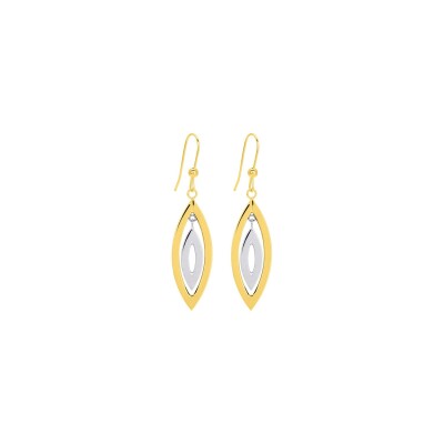Boucles d'oreilles crochet en or jaune, or blanc