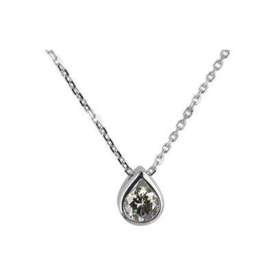 Collier solitaire en or blanc et diamant