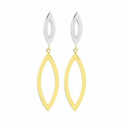 Boucles d'oreilles ovale en or blanc