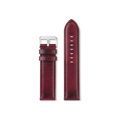 Bracelet montre Rochet Idaho en cuir pull-up bordeaux, anse d'clic - 22mm
