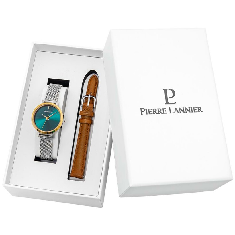Coffret de montre Pierre Lannier Chouquette et bracelet en cuir brun 375D671