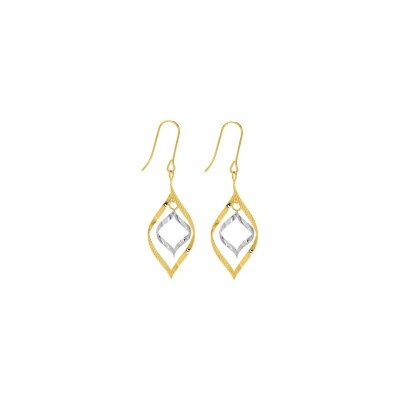 Boucles d'oreilles crochet en or jaune, or blanc