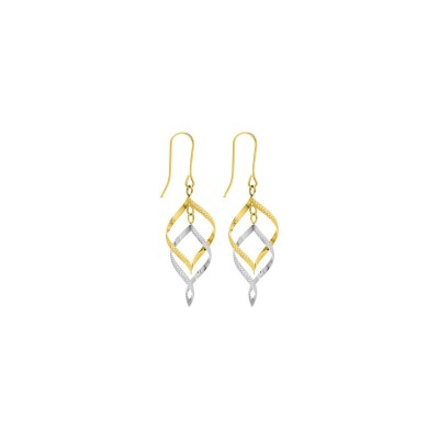 Boucles d'oreilles crochet en or jaune, or blanc