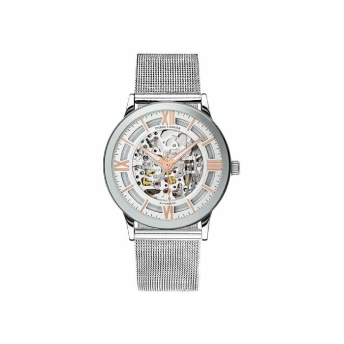 Coffret montre Pierre Lannier Automatic et bracelet de montre en cuir brun 376D128