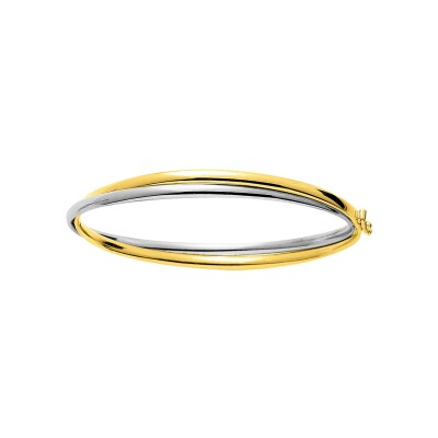 Bracelet Jonc flexible en or jaune et or blanc