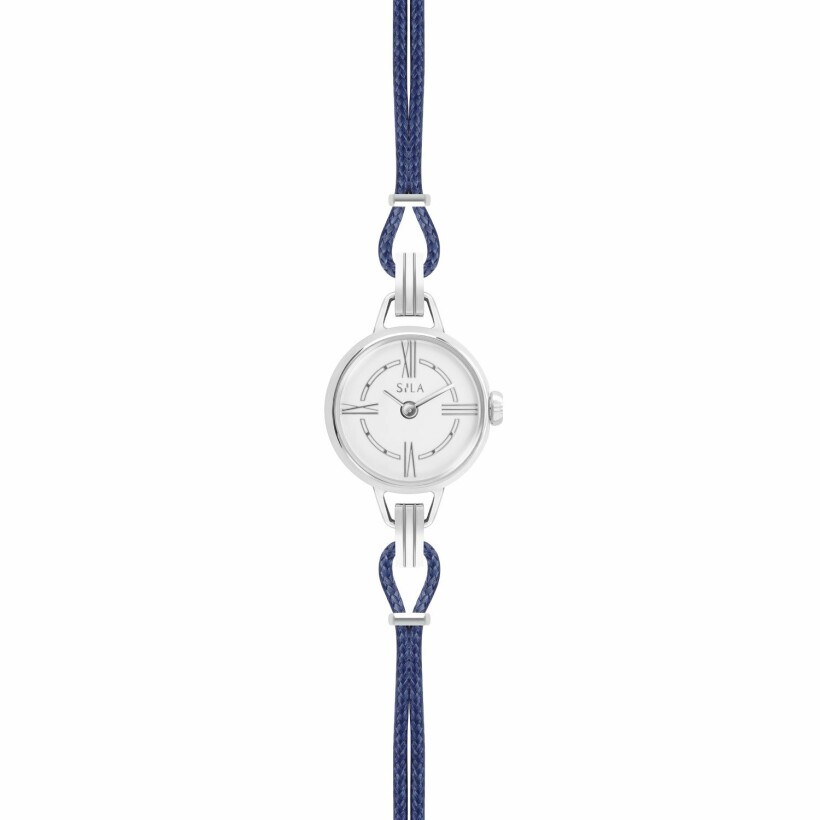 Bracelet de montre SILA en argent et coton, couleur bleu de minuit