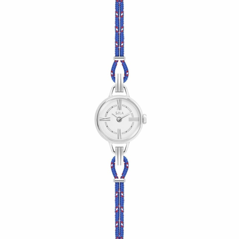 Bracelet de montre SILA en argent et nylon, couleur nautique bleu roi