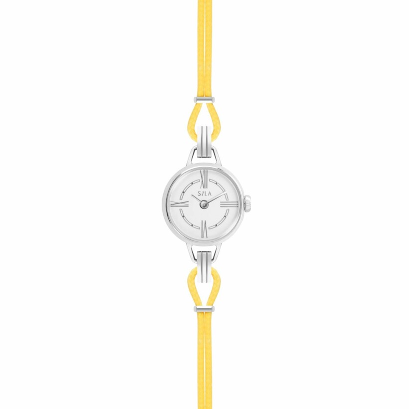 Bracelet de montre SILA en argent et coton, couleur jaune d'or
