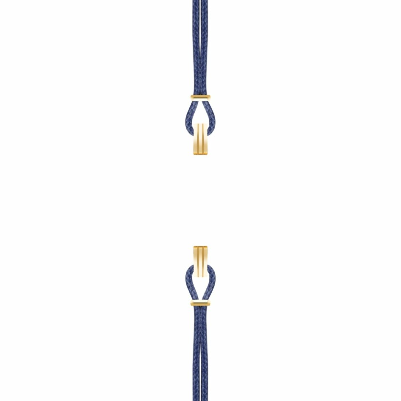 Bracelet de montre SILA en plaqué or jaune et coton, couleur bleu de minuit