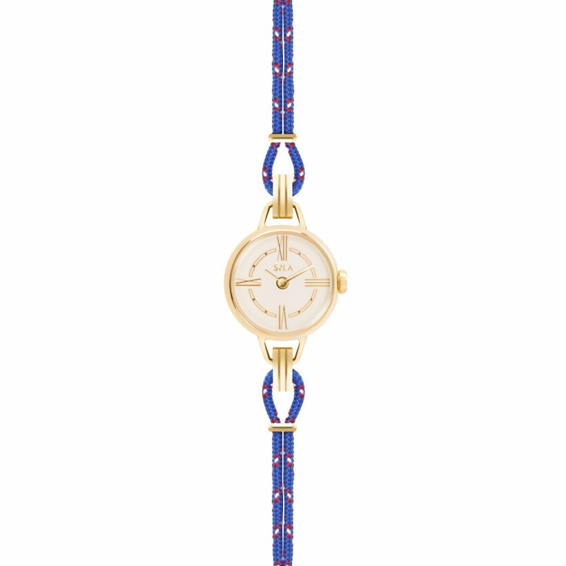 Bracelet de montre SILA en plaqué or jaune et nylon, couleur nautique bleu roi
