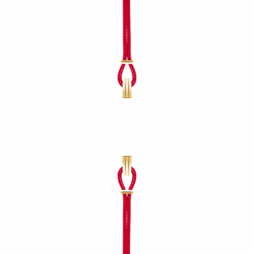 Bracelet de montre SILA en plaqué or jaune et coton, couleur rouge passion