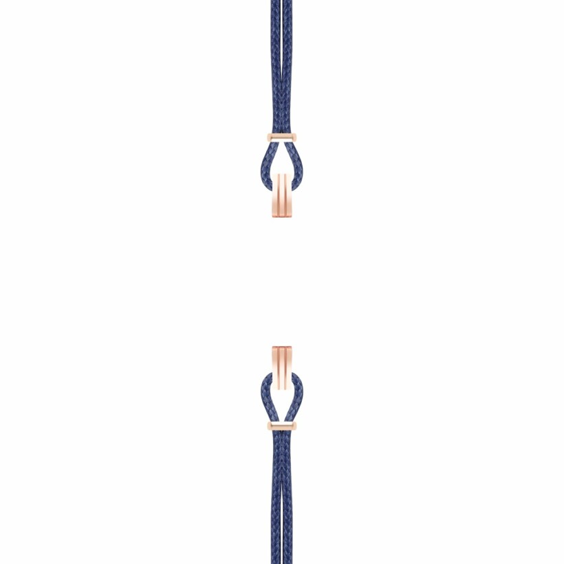 Bracelet de montre SILA en plaqué or rose et coton, couleur bleu de minuit 