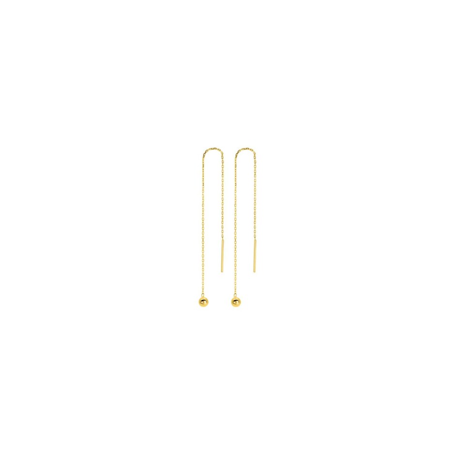 Boucles d'oreilles pendantes traversantes en or jaune