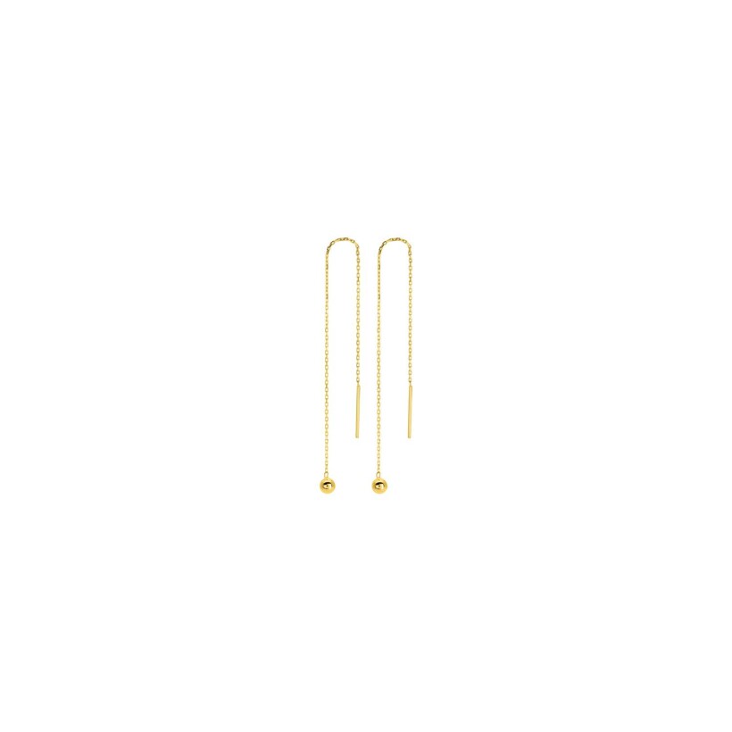 Boucles d'oreilles pendantes traversantes en or jaune