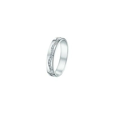 Alliance en or blanc et diamant, finition polie