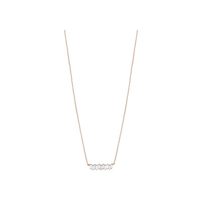 Collier Los Angeles en or rose et diamants taille baguette