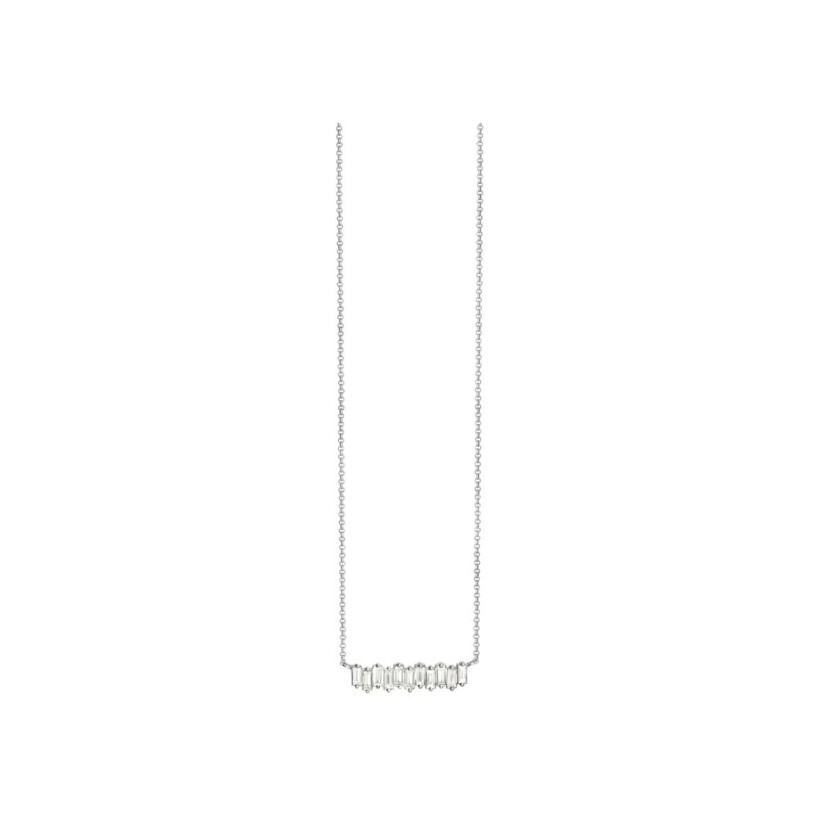 Collier Los Angeles en or blanc, diamant taille baguette et diamants