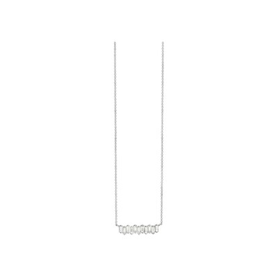 Collier Los Angeles en or blanc, diamant taille baguette et diamants