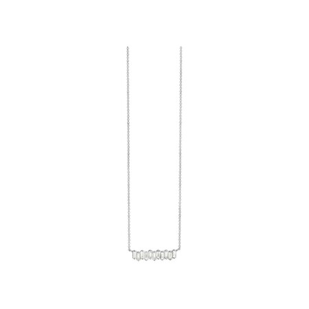 Collier Los Angeles en or blanc, diamant taille baguette et diamants