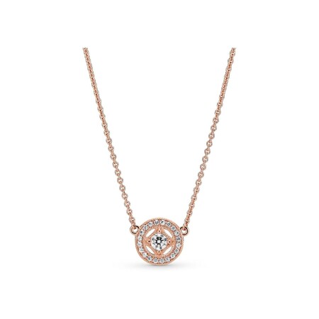 Collier Pandora Timeless cercle vintage en métal doré rose et oxyde de zirconium, 45cm