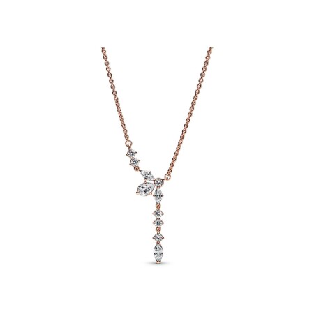 Collier pendant Pandora Timeless Herbier Scintillant en métal doré rose, 45cm