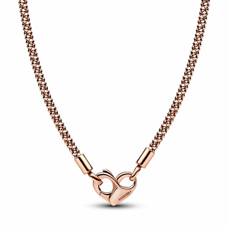 Collier Pandora Moments Maille Cloutée en métal doré rose, 45cm