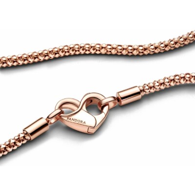 Collier Pandora Moments Maille Cloutée en métal doré rose, 45cm