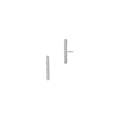 Boucles d' oreilles Veron Roques Barrette en or blanc et diamants