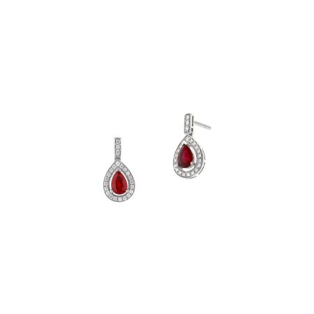 Boucles d' oreilles Veron Roques en or blanc, rubis et diamants