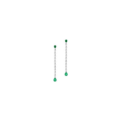 Veron Roques earrings, white gold, emerald and diamonds