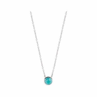 Collier Ti Sento en argent et pierre synthétique turquoise, 42cm