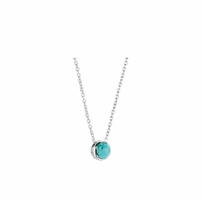 Collier Ti Sento en argent et pierre synthétique turquoise, 42cm