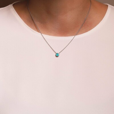 Collier Ti Sento en argent et pierre synthétique turquoise, 42cm