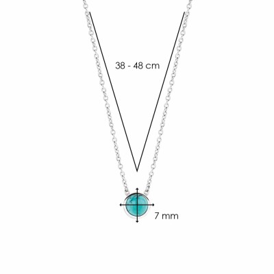 Collier Ti Sento en argent et pierre synthétique turquoise, 42cm