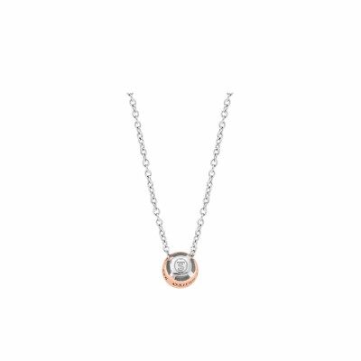 Collier Ti Sento en argent doré rose et oxydes de zirconium, serti clos, 42cm