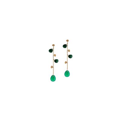 Veron Roques Gourmandise tassel earrings, rose gold, agate and malachite
