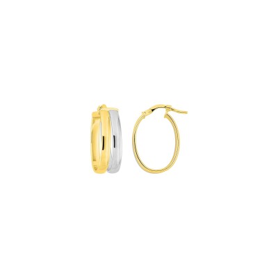 Boucles d'oreilles créoles en or jaune et or blanc