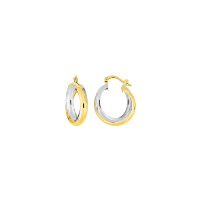 Boucles d'oreilles créoles en or jaune et or blanc
