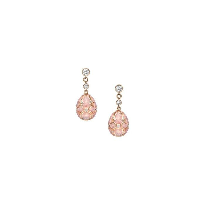 Boucles d'oreilles Fabergé Heritage en or rose, émail et diamants