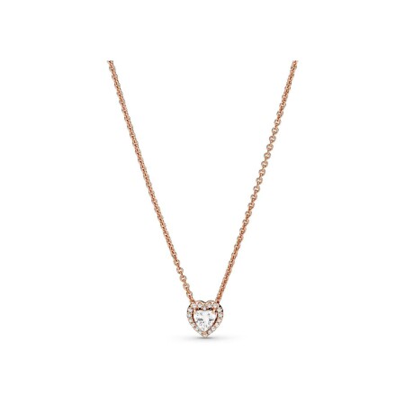 Collier Pandora Timeless cœur scintillant en métal doré rose et oxyde de zirconium, 45cm