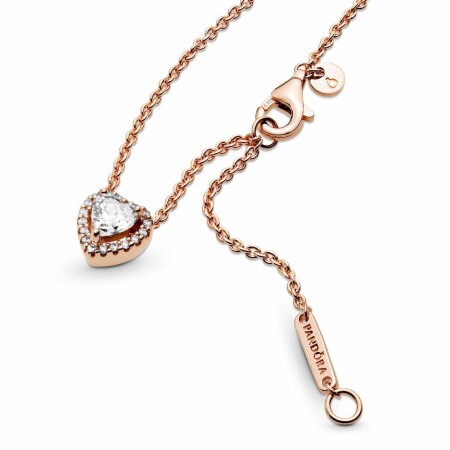 Collier Pandora Timeless cœur scintillant en métal doré rose et oxyde de zirconium, 45cm