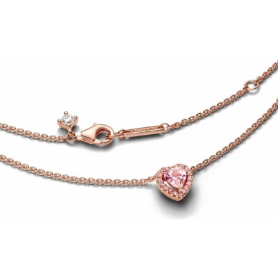 Collier Pandora coeur en métal doré rose