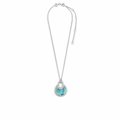 Collier Ti Sento en argent, oxydes de zirconium et pierre synthétique turquoise, 42cm