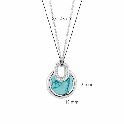 Collier Ti Sento en argent, oxydes de zirconium et pierre synthétique turquoise, 42cm