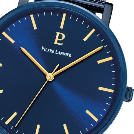 Coffret de montre Pierre Lannier Essential et bracelet en cuir bleu 388C466