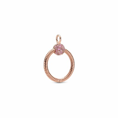 Pendentif Pandora Icons o pavé moments en métal doré rose, oxyde de zirconium et saphir de synthèse, petit