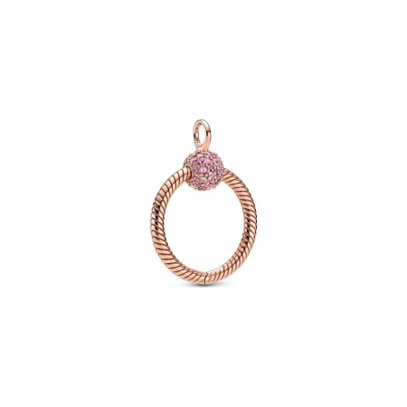 Pendentif Pandora Icons o pavé moments en métal doré rose, oxyde de zirconium et saphir de synthèse, petit