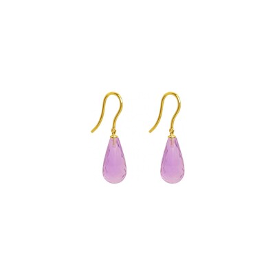 Boucles d'oreilles en or jaune et améthyste