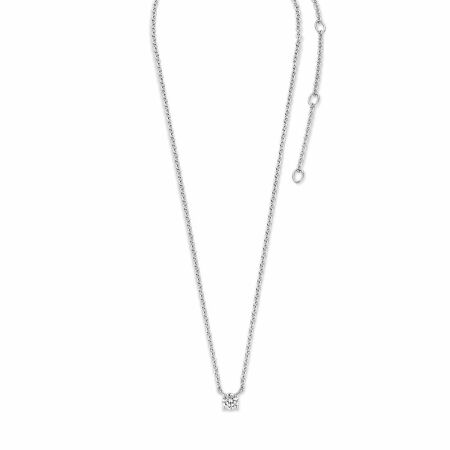 Collier Ti Sento en argent et zircon, serti griffe, 42cm