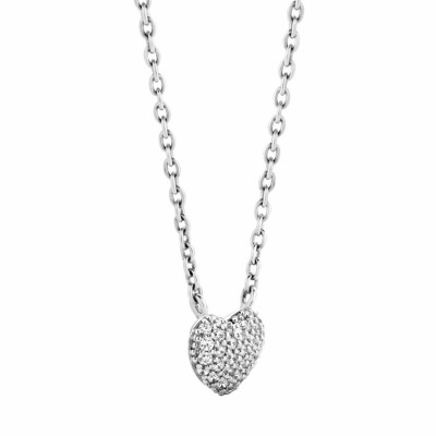 Collier Ti Sento en argent, coeur pavé, 42cm